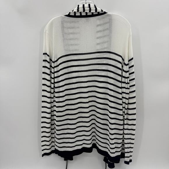 SAKS FIFTH AVE Womens Stripe Open Front Cardigan Size M Sweater Nautical Layer - Picture 5 of 8
